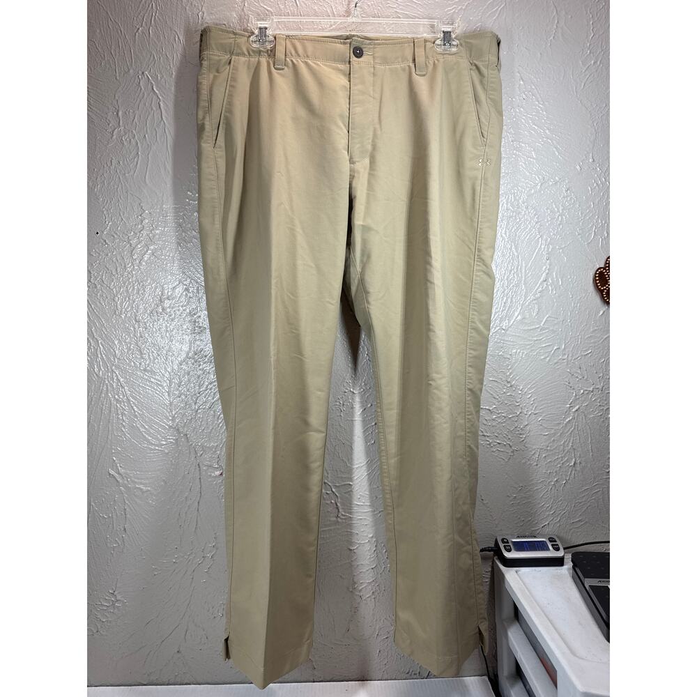 Under Armour Pants Mens Brown Tan Chino Flat Front Stretch Golf Size‎ 40 x 30